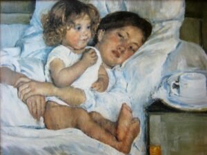 Mary Cassatt Breakfast in Bed Print, Poster and Framed Canvas Art