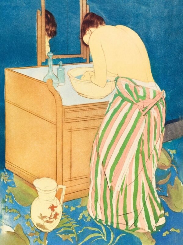 Mary Cassatt Woman Bathing Print canvas wall art and framed poster