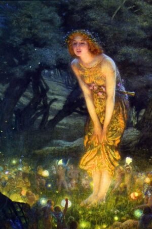 Midsummer Eve framed Print Edward Robert Hughes painting poster and canvas wall art