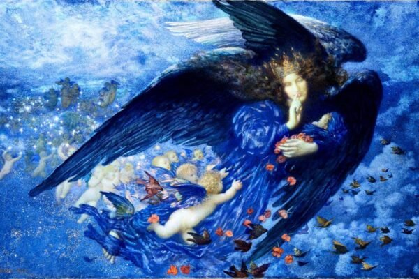 Night with her Train of Stars Print Edward Robert Hughes painting canvas wall art and framed poster