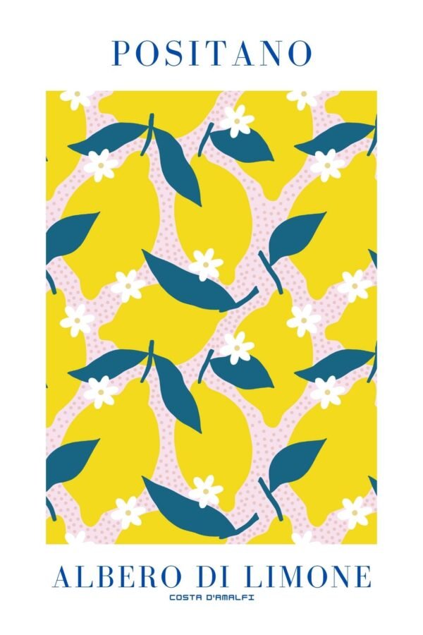 Positano Lemon Poster for kitchen canvas art print and framed wall decor