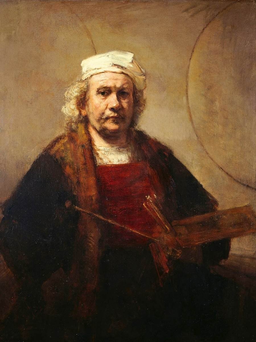 Rembrandt: Self Portrait with Two Circles - c1665