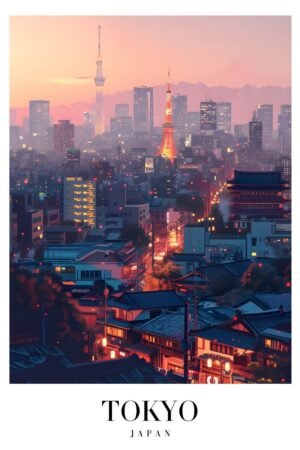 Vintage Tokyo Japan Travel Poster