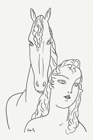 Woman with Horse Line Drawing by Leo Gestel Art Print