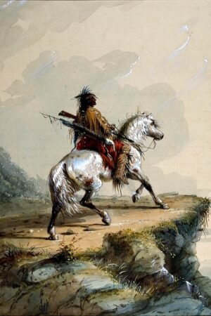 Alfred Jacob Miller The Lookout Print native american indian canvas wall art and framed poster