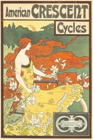 Vintage American Crescent Cycles Poster advertising canvas art print