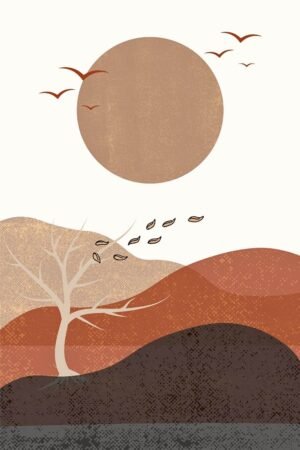 Autumn Boho Landscape Wall Art Print framed poster and canvas