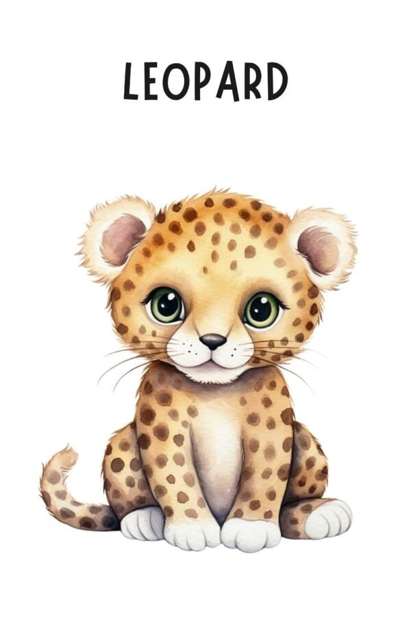 Baby Leopard Wall Art for Nursery Wall Decor, framed poster and canvas art print