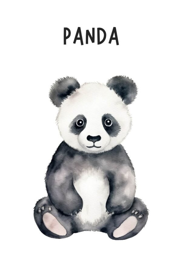 Baby Panda Sitting art print framed poster and canvas wall art nursery wall decor