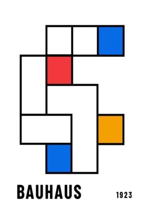 Bauhaus Red Yellow Blue Rectangles Poster, framed geometric canvas wall art Print