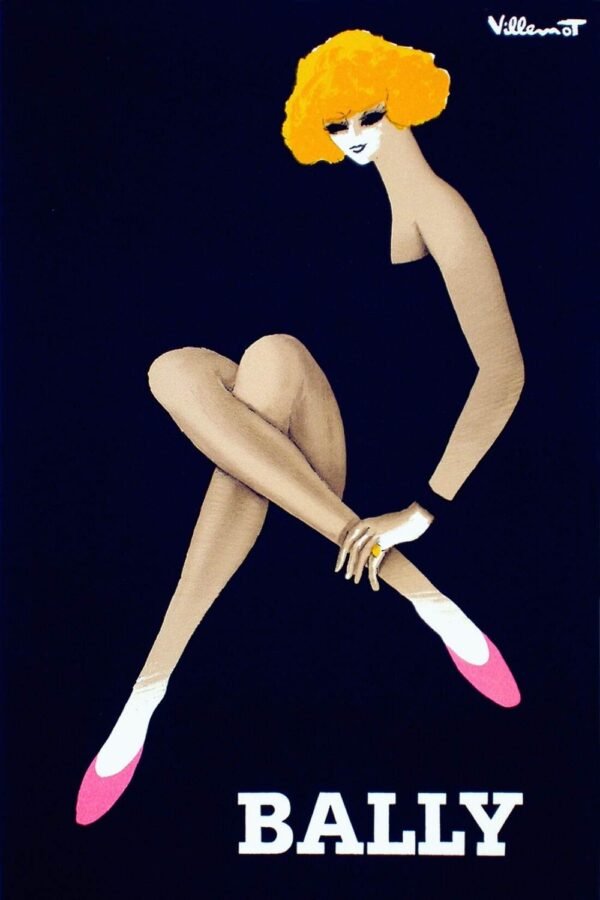 Bernard Villemot Blonde With Pink Bally Shoes Poster