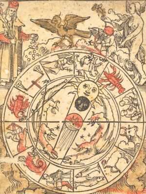 Chart of the Signs of the Zodiac with Venus, Cupid, and a Bishop Saint Print Hans Baldung Grien framed poster and canvas wall art