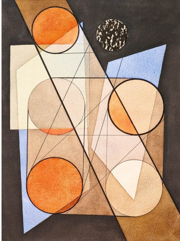 Composition with Symmetrical Circles by László Moholy-Nagy Art Print, Modern Bauhaus Canvas Wall Art and Framed Poster