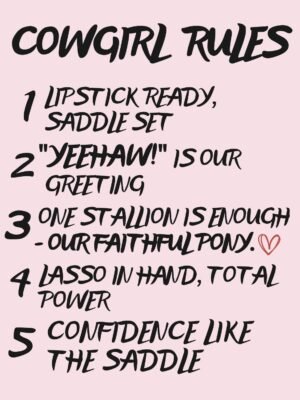 Cowgirl Rules Poster, framed girly room funny canvas wall art decor