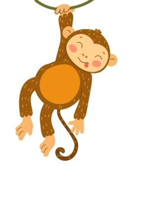 Cute Little Monkey wall art for nursery and children room wall decor, framed poster and canvas wall art