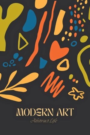 Dark Blue Yellow Orange Abstract Modern Art Poster Print framed canvas wall art