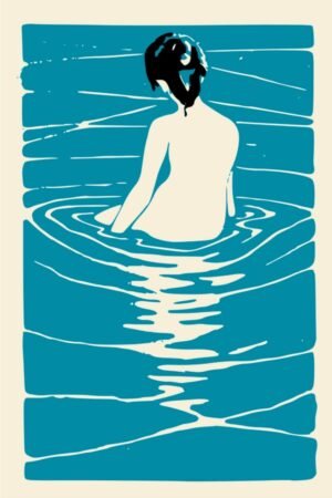 Female Nude Seated in Water Ichijō Narumi Print framed poster japanese woman artwork canvas wall art blue version