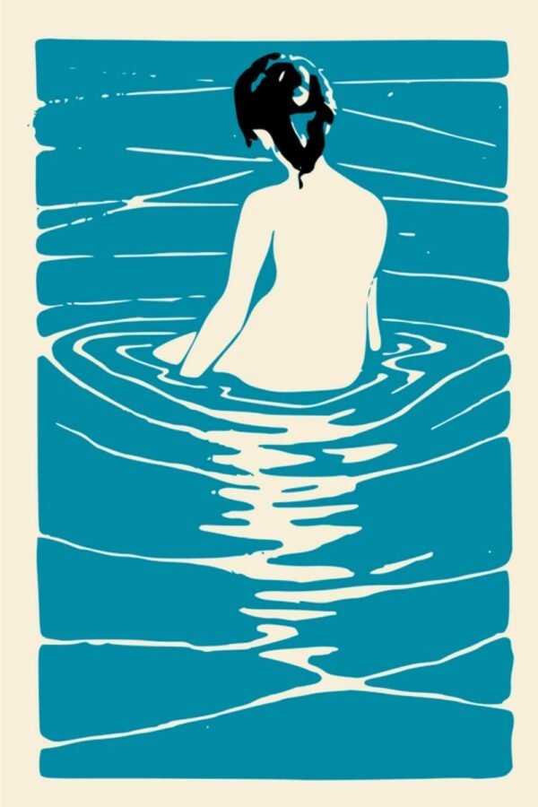 Female Nude Seated in Water Ichijō Narumi Print framed poster japanese woman artwork canvas wall art blue version