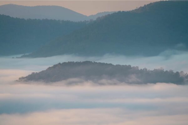 Foggy Blue Ridge Parkway Poster Print framed landscape canvas wall art