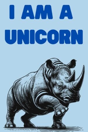 I am a Unicorn Rhino Poster, framed funny animal canvas wall art