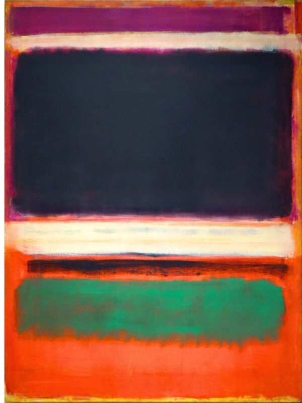 Mark Rothko No.3No.13 (Magenta, Black, Green on Orange) Abstract Art Print Framed Poster and Canvas Wall Art