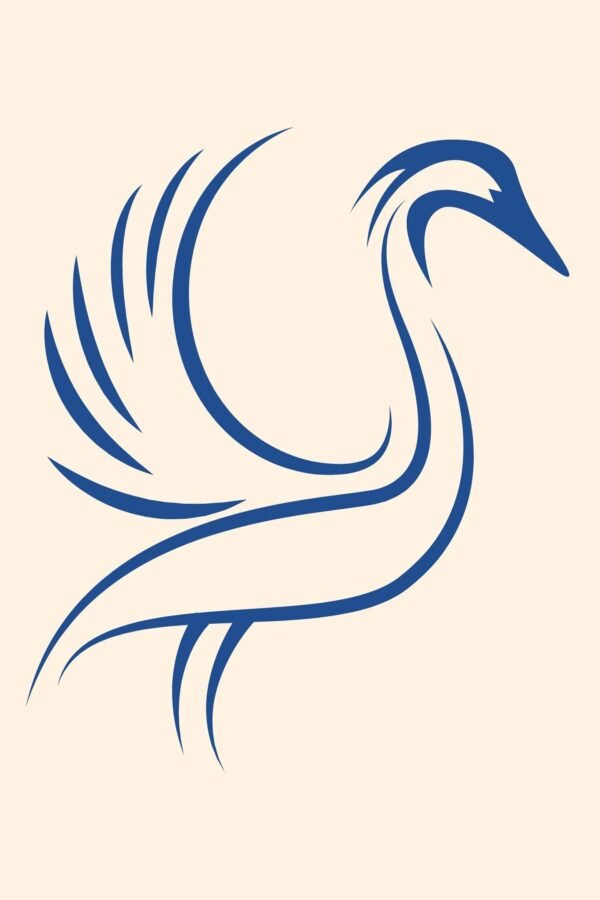 Minimalist Blue Heron Line Art Print framed poster, large blue heron artwork canvas wall art