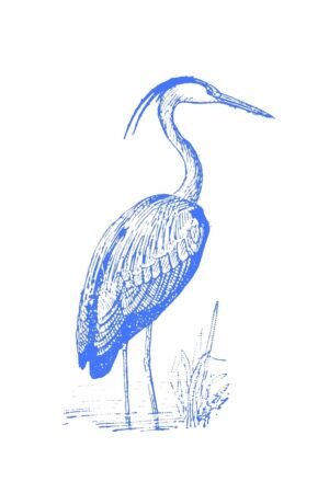 Minimalist Vertical Blue Heron Poster Print Large Canvas Picture Wall Art