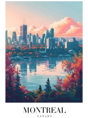 Montreal Canada Travel Poster print and framed canvas wall art