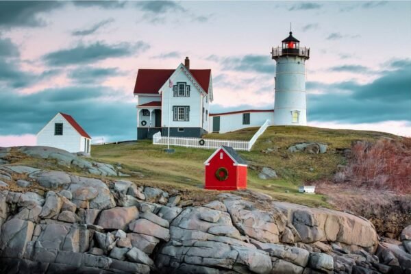 Nubble Lighthouse Photo Art Print framed picture poster and canvas wall art