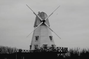 Old Windmill in Countryside Print framed photography poster and canvas wall art