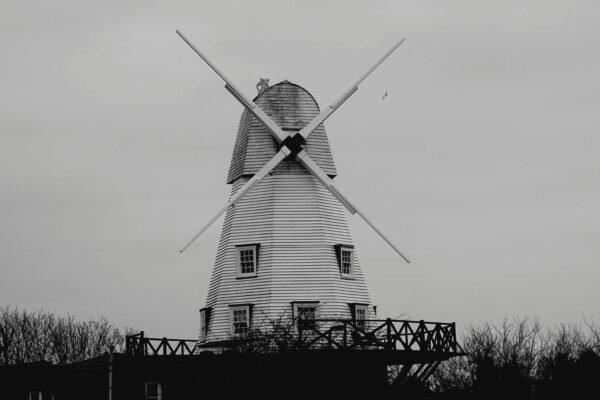 Old Windmill in Countryside Print framed photography poster and canvas wall art
