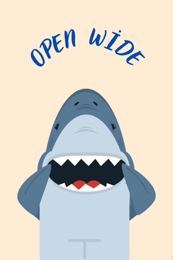 Open Wide Dental Office Poster, Funny kids dental clinic wall decor