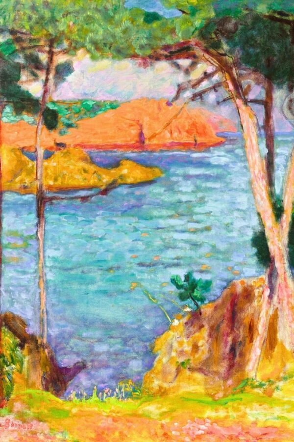Pierre Bonnard Seaside Landscape, Pine Trees and Red Rocks Print framed poster and canvas wall art