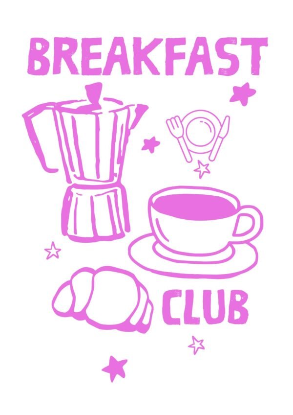 Pink Breakfast Club Poster, framed canvas wall art