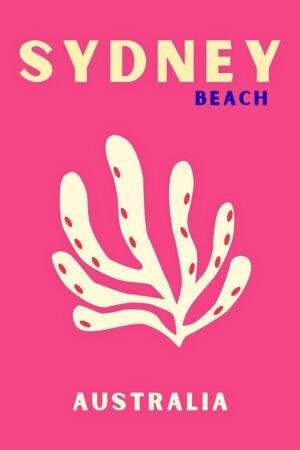Preppy Australia Sydney Beach travel Poster print framed poster and canvas wall art