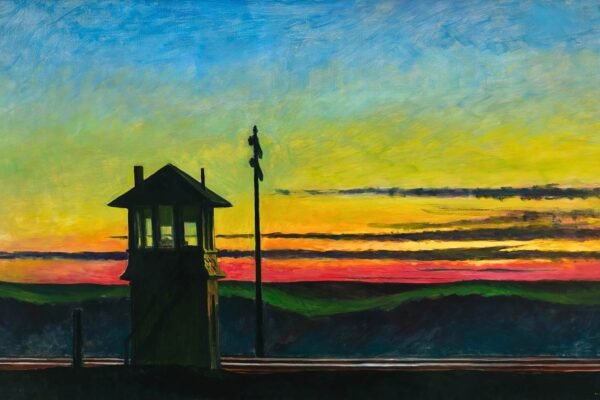 Railroad Sunset Edward Hopper Art Print framed poster and canvas wall art