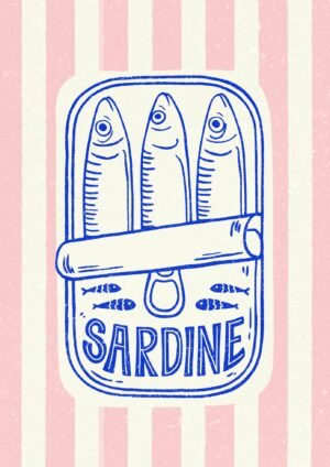 Sardine Poster Pink and Blue canvas wall art