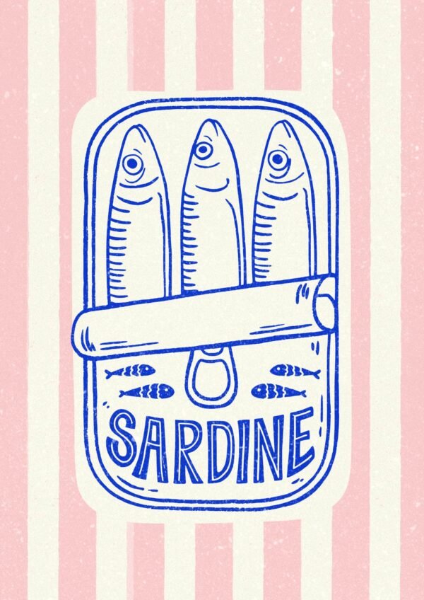 Sardine Poster Pink and Blue canvas wall art