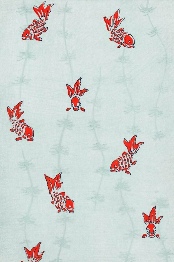 Watanabe Seitei Seamless Gold Fish Art Print, framed japanese abstract goldfish painting, canvas wall art print