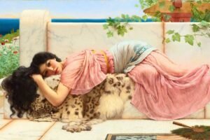 When The Heart Is Young Art Print by John William Godward painting framed canvas wall art