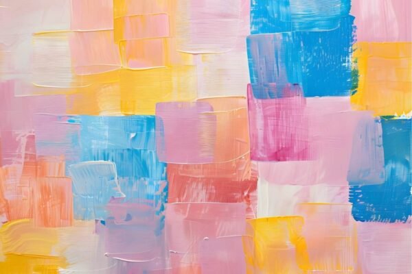 Abstract Pink Blue Yellow Horizontal Wall Art Print