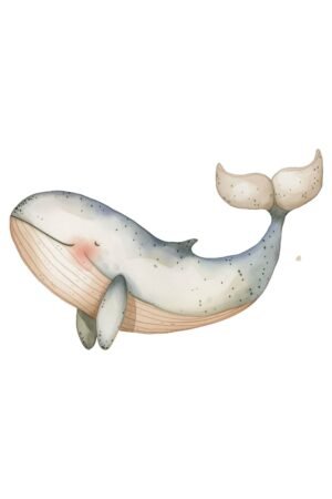 Cute Whale Wall Art Print for Nursery Wall Decor