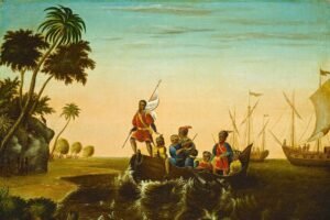 Edward Hicks The Landing of Columbus Print