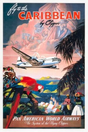 Fly to the Caribbean by Clipper Vintage Pan Am Travel Poster