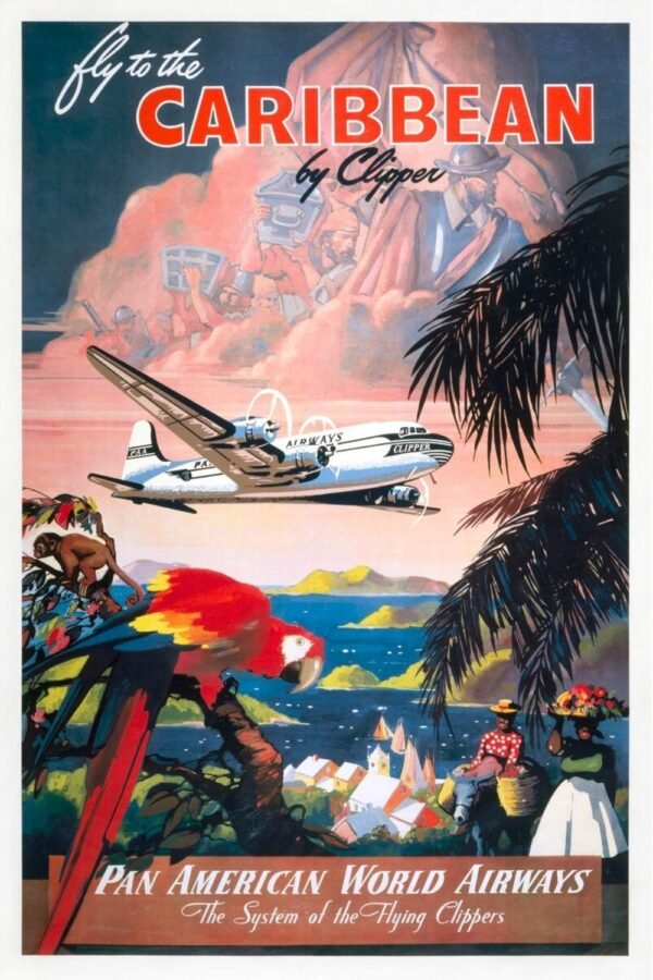 Fly to the Caribbean by Clipper Vintage Pan Am Travel Poster
