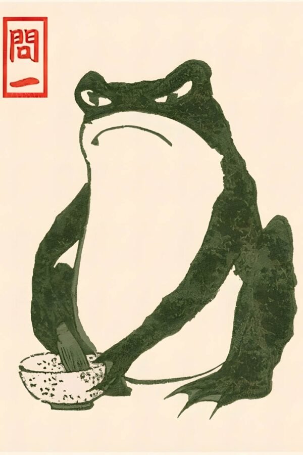 Matsumoto Hoji Angry Grumpy Frog Print framed poster and canvas wall art