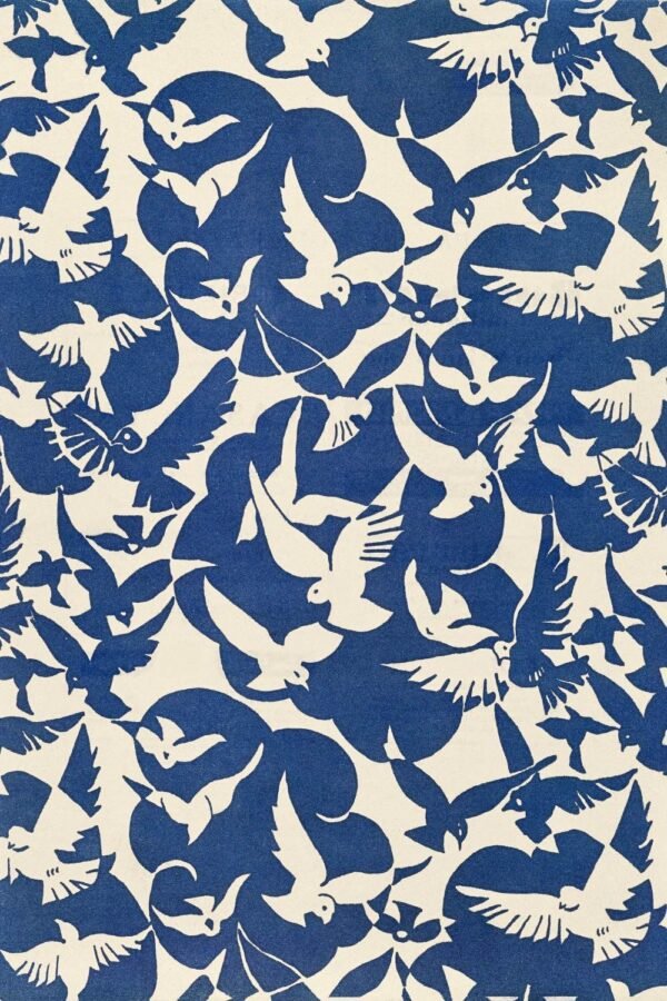 Pigeons White and Blue Wall Art Print Framed Poster and Canvas Art