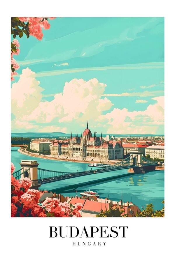 Vintage Hungary Budapest Travel Poster
