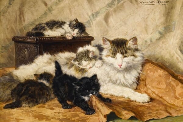 A Mother Cat And Her Kittens Art Print Henriëtte Ronner-Knip