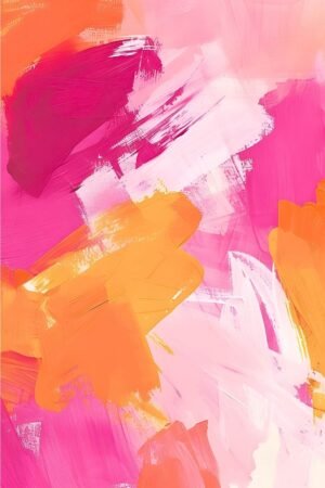 Abstract Pink and Orange Wall Art Canvas Print and Framed Poster